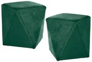 Kit 2 Puffs Decorativos Ametista C-303 Veludo Verde - Domi