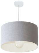 Lustre Pendente Cilíndrico Md-4205 Cúpula em Tecido 45x30cm Rustico Cinza - Bivolt