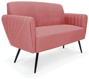 Sofá Namoradeira Pés Palito de Ferro Bruna Suede D01 - D'Rossi - Rose