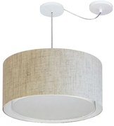 Lustre Pendente Cilíndrico Com Desvio de Centro Vivare Md-4314 Cúpula em Tecido 50x25cm - Bivolt