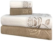 Jogo de Toalha Exclusiva com 4 Peças Fio Penteado 100% Algodão - Marrom e Branca  Marrom/Branca
