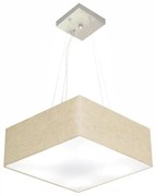 Lustre Pendente Quadrado Md-4196 Cúpula em Tecido 15/45x45cm Rustico Bege - Bivolt