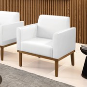 Poltrona Base de Madeira Fixa Castanho Marisa Corano - Branco