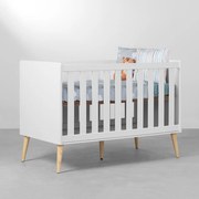 Berço Mini Cama Theo com Pés Retrô Natural – Branco Fosco