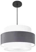 Lustre Pendente Cilíndrico Md-4384 Cúpula em Tecido Branca Cinza Tam 50cm