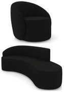 Sofá 4 Lugares Orgânico 220cm Morgan e Poltrona Lua Veludo D03 - D'Rossi - Preto
