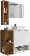 Gabinete de Banheiro com Cuba e Espelheira Lizzi B02 Branco/Naturalle