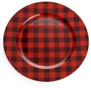 Sousplat Natalino de Plástico Xadrez Vermelho e Preto 33 F04 cm - D'Rossi