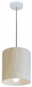 Lustre Pendente Cilíndrico Md-4200 Cúpula em Tecido 14x15cm Rustico Bege - Bivolt