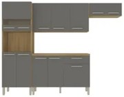 Cozinha Compacta Com Balcão 251cm Louis Plus Freijó/Gris Z06 - Mpozena