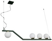 Pendente Zig 110X30Cm 4Xg9 / Cabo Aço Chumbador + Cabo Rayon / Globo Ø... (BT - Branco Texturizado, FOSCO)