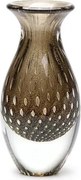 Vaso Mini Alto Tela Fumê com Ouro Murano Cristais Cadoro