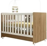 Berço Americano Mini Cama Com Rodízios Charme Nature/Off Z49 - Mpozena