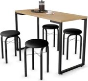 Conjunto Mesa de Cozinha Prattica Industrial 120cm com 4 Banquetas F02