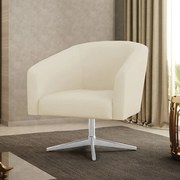 Poltrona Decorativa Giratória Cromada Stella Cotelê Ext/Veludo D03 - D'Rossi - Off White