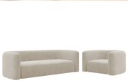Kit Sofá 2 Lugares 160cm e Poltrona Orgânica Luxo Recepção Melina Linho - ADJ Decor