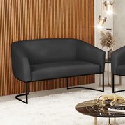 Sofá 2 Lugares Namoradeira Industrial Preto Stella Sintético D03 - D'Rossi - Preto