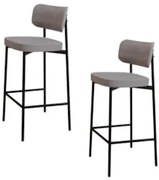Banqueta Alta Bar Estofada Kit 2 Ella M25 Linho Cinza CL - Mpozenato