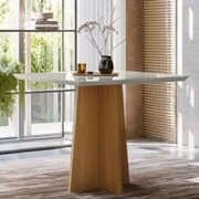 Mesa de Jantar Quadrada 90cm 4 Lugares Zuma Ypê/Off N02     - Mpozenat