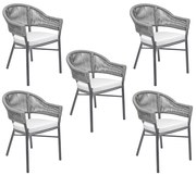 Kit 5 Cadeiras Área Externa de Alumínio Bear com Corda Naútica Grafite G56 - Gran Belo