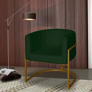 Poltrona Base Industrial Dourado Sala de Estar Lety Veludo - Verde