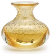 Vaso Mini Baixo Tela Âmbar com Ouro Murano Cristais Cadoro