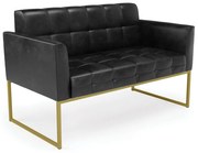 Sofá Namoradeira Elisa Corano Base Metálica Industrial Dourado - D'Rossi - Preto