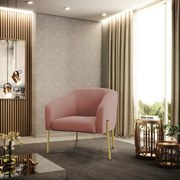 Poltrona Decorativa Pé de Ferro Dourado Kit 2 Stella Veludo D03 - D'Rossi - Rose