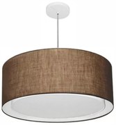 Lustre Pendente Cilíndrico Duplo Md-4298 Cúpula em Tecido 60x30cm Café - Bivolt