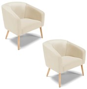 Poltrona Decorativa Pé Palito Natural Kit 2 Stella Sintético D03 - D'Rossi - Bege