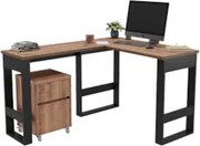 Mesa Para Computador em L Com Armário Baixo Chess F04 Preto/Solanum -