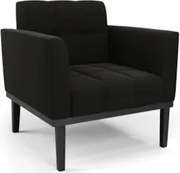 Poltrona Decorativa Base Madeira Preto Ana Suede Preto - Ibiza