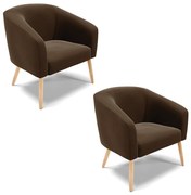 Poltrona Decorativa Pé Palito Natural Kit 2 Stella Suede D03 - D'Rossi - Marrom