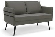 Namoradeira 02 Lugares Mari Suede Pés Palito de Ferro D03 - D'Rossi - Grafite