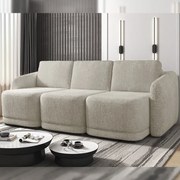Sofá Cama Modulado Retrátil e Reclinável Decorativo Varsóvia 246cm Bouclê Bege G33 - Gran Belo