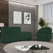 Sofá 2 Lugares 140cm Wendi e Poltrona Steve Boucle Verde I01  - Mpozen
