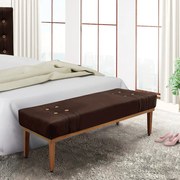 Divã Recamier Banco Base Madeira para Quarto Gênova 140cm Suede S04 - D'Rossi - Café