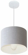Lustre Pendente Cilíndrico Md-4054 Cúpula em Tecido 30x21cm Rustico Cinza - Bivolt