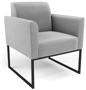 Poltrona Base Industrial Preto Marisa Suede - Cinza