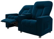 Poltrona Reclinável 2 Lugares para Sala de Cinema Pequim Veludo Azul Marinho G23 - Gran Belo