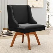 Kit 2 Cadeiras Estofadas Giratória para Sala de Jantar Lia Suede Preto