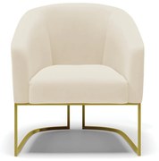 Poltrona Decorativa Industrial Dourado kit 2 Stella Linho D03 - D'Rossi - A19 Bege