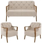 Kit Namoradeira 135cm e 2 Poltronas Decorativas Capitonê Lapa Z32 Linh