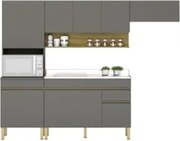 Armário de Cozinha 5 peças Balcão com Pia 120cm Lina10 Z06 Gris/Freijó