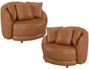 Kit 2 Poltronas Decorativa para Sala Pés Madeira Kaly Z32 Sintético Ca