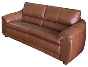 Sofá Veneza 03 Lugares Couro Conhaque A110 200 cm Pés de Madeira S03 - D'Rossi