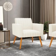 Kit 2 Poltronas Viena Gomada Veludo Pés Palito Castanho D03 - D'Rossi - Bege