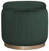 Puff Redondo Drapeado Estofado Nuni - Dourado Soleil - Tecido Veludo Esmeralda  Kleiner