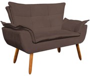 Poltrona Namoradeira Pés Palito Charger Suede Marrom G19 - Gran Belo