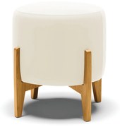 Puff Stella Veludo Base Madeira Castanho D03 - D'Rossi - Bege